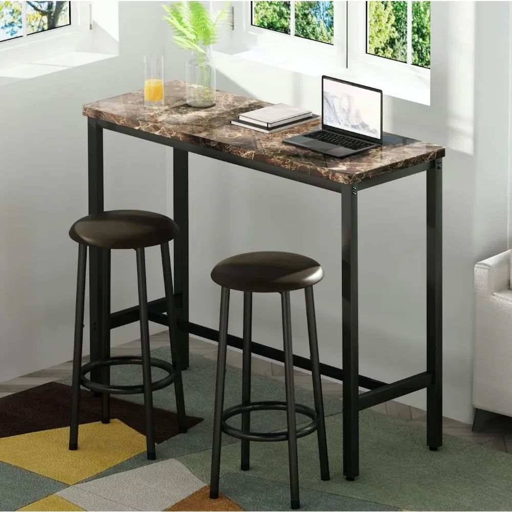 

Dining Table Set for 3, Bar Tables and Chairs Sets, Dining Tables Sets with 2 Padded Stools 3-Piece Modern Pub Table Set