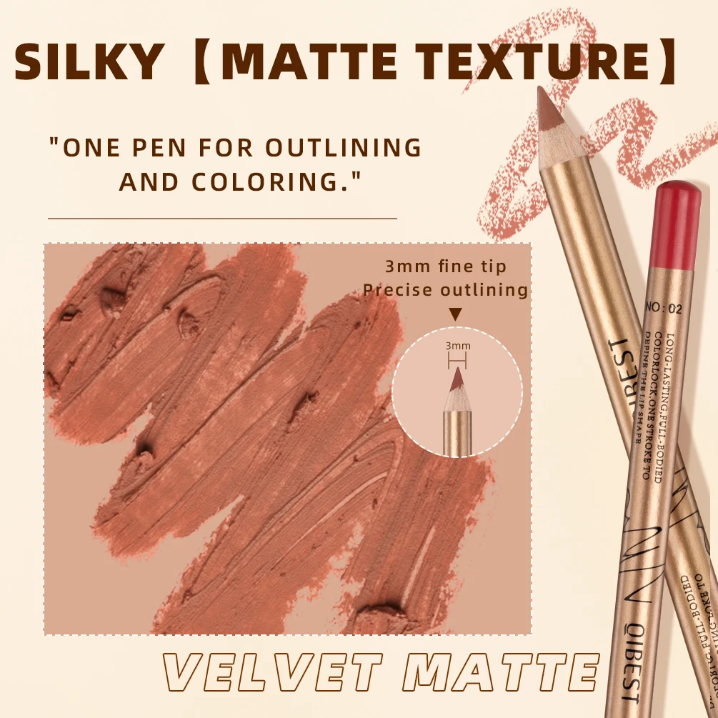 QIBEST 12 Pcs/Set Lip Liner Pencil Nude Matte Lipliner Contour Lipstick Waterproof Long Lasting Lip Pencil Tint Makeup Tools 5