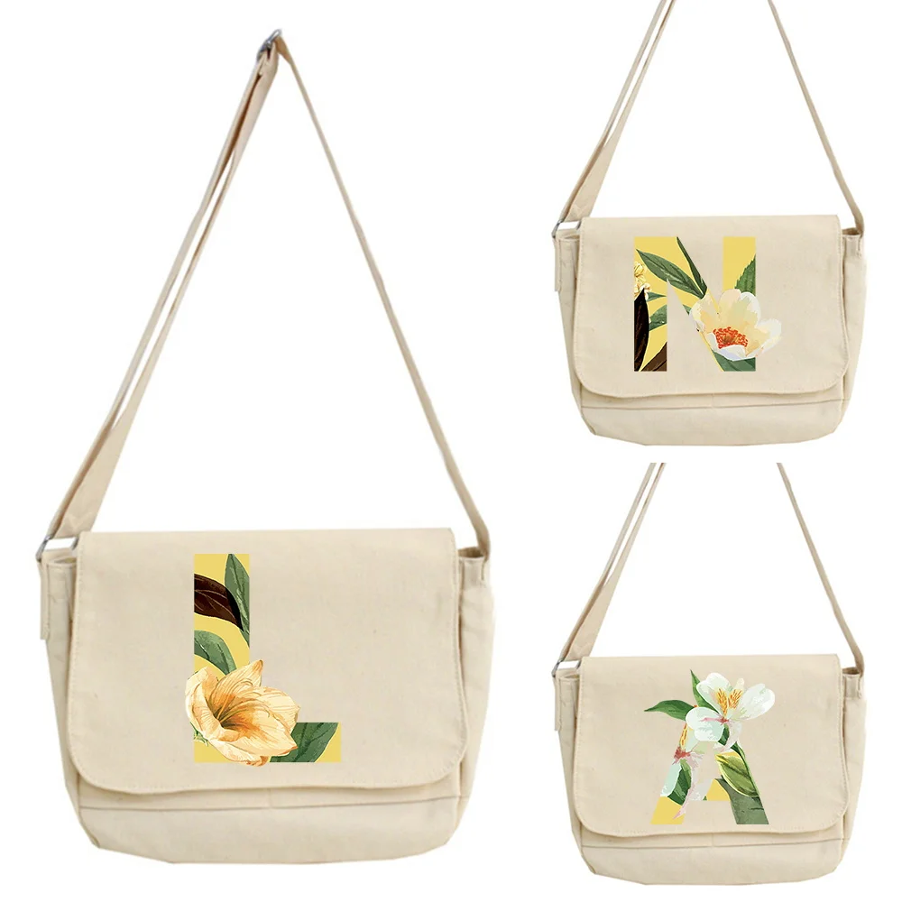 

Women Messenger Large Capacity Shoulder Crossbody Bags Versatile Female Backpack Travel Shopping Bag Floral Initial Name Series