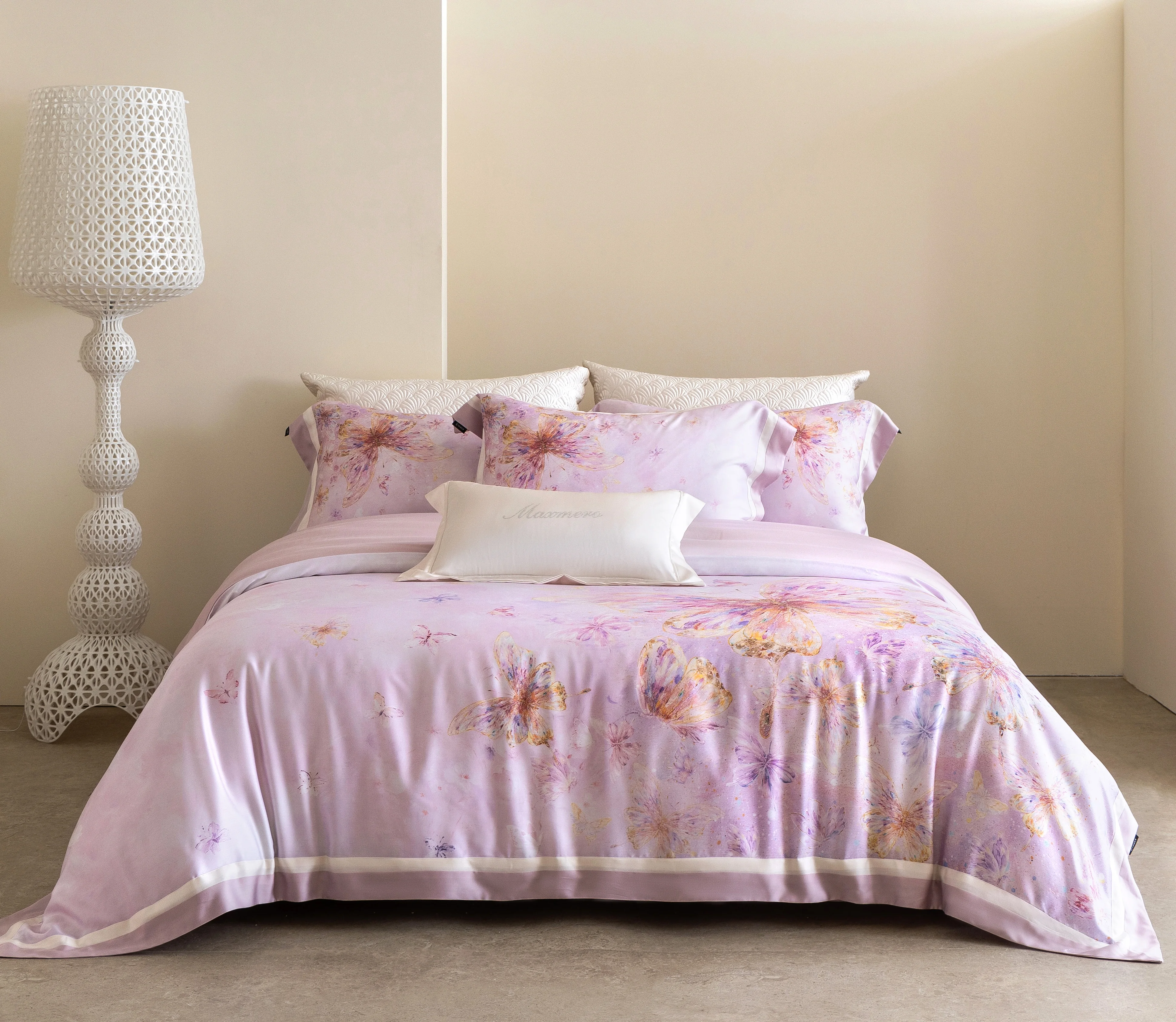 100% Australian Cotton Pink Butterfly Floral Bedding Set Luxury Silky Soft Duvet Cover 4Pcs Bedding Linens King Queen Full Size 1