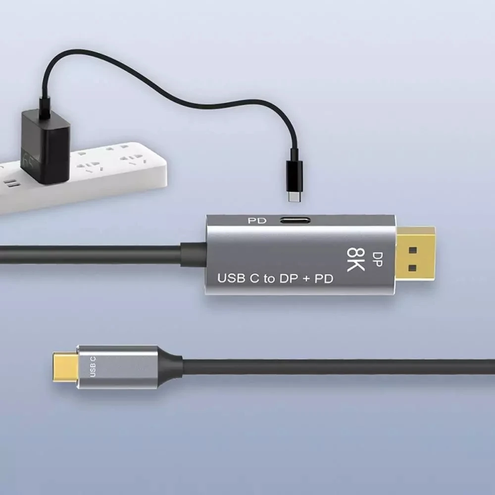 Cable Thunderbolt 3 USB C DP1.4 tipo c a displayport 1,4, 8K, 30hz, 4K,  144HZ, PVC, aleación de aluminio, para pantalla MacPro XDR