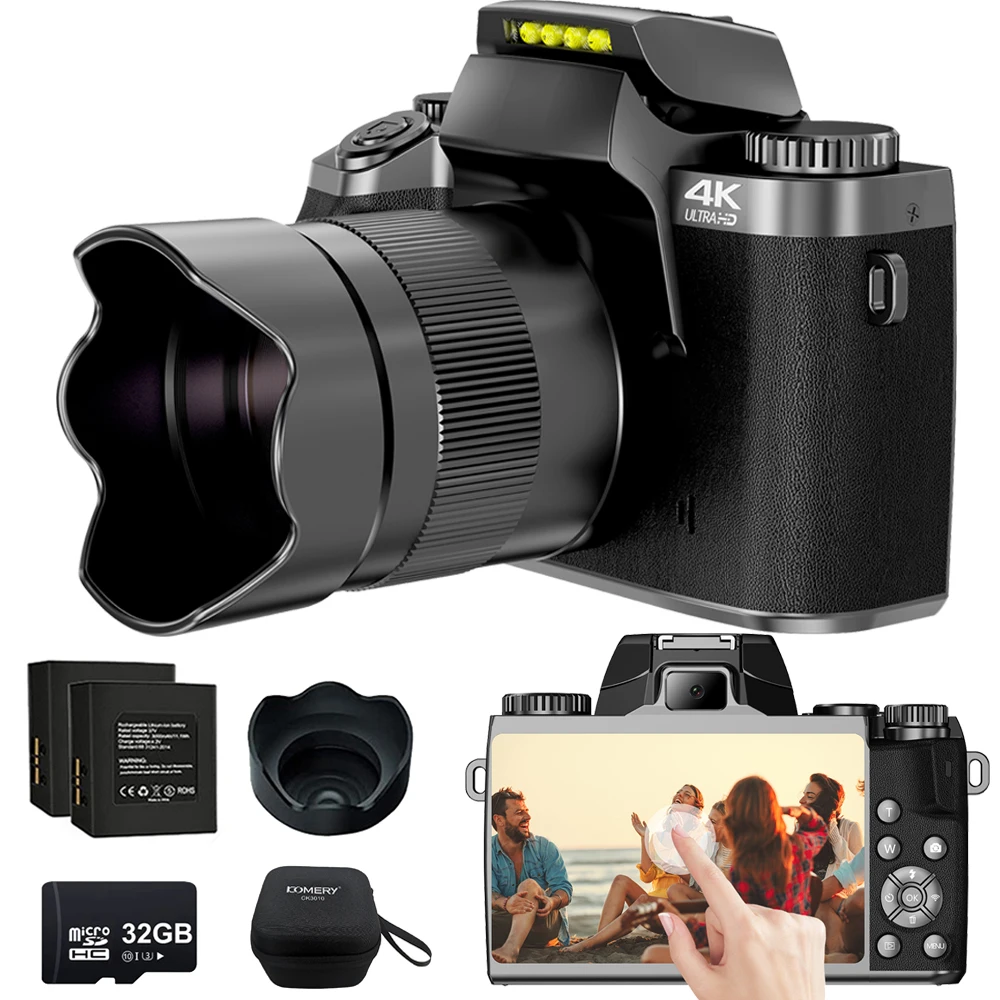 4K Youtube Vlog Camcorder 64MP HD Digital Video SLR DSLR Camera For Live Stream Webcam Camera 4.0" Rotate Touch Screen Auto Focus digital camera