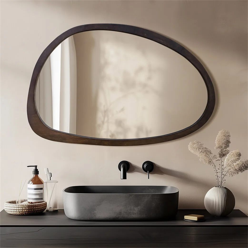 Irregular Walnut Wall Mirror 2