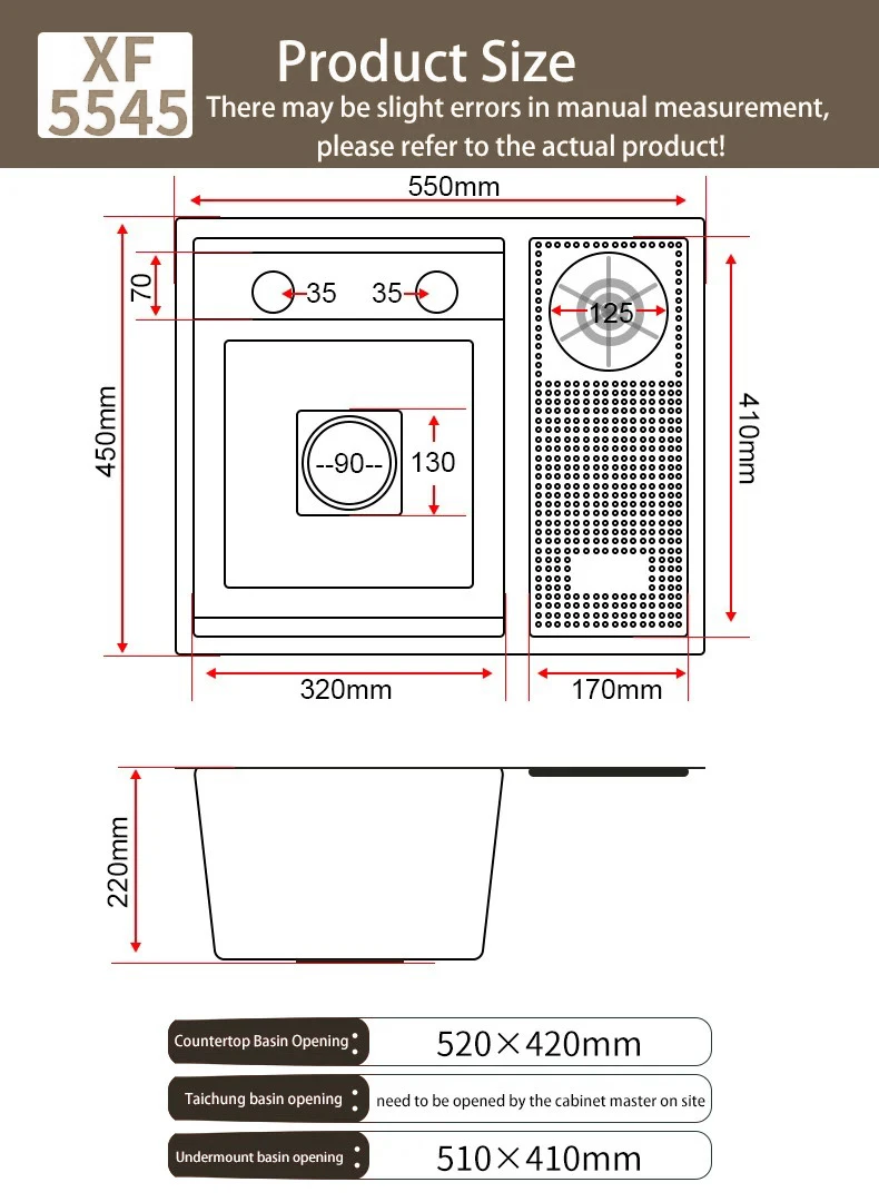 Stainless Steel Hidden Mini Kitchen Sink Small Tank With Cover Plate
