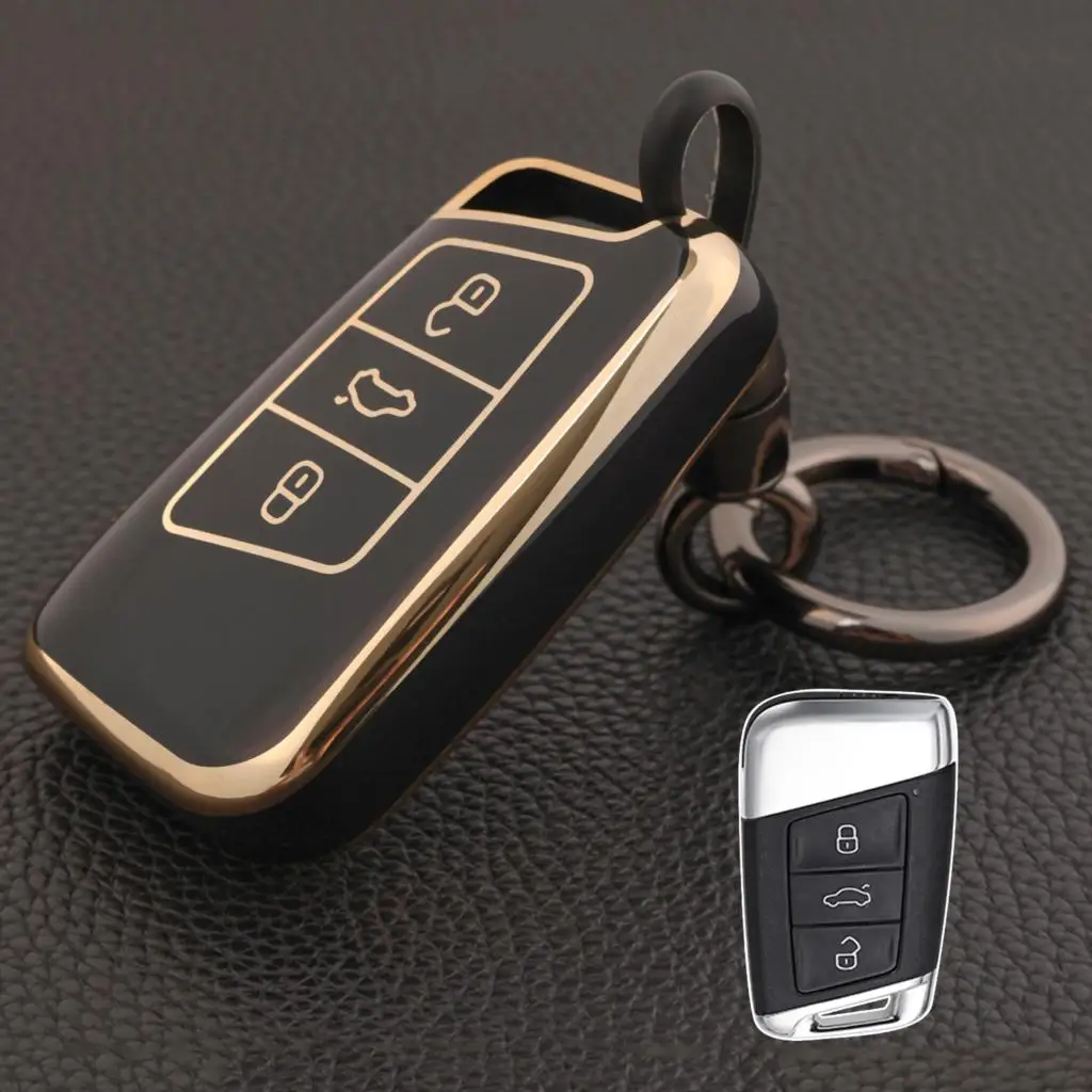 Per Vw Passat B8 Jetta Skoda Superb Kodiaq 2019 2020 2021 2022 Tpu Remote Car Key Fob Ring Chain Ring Shell Case Cover Holder