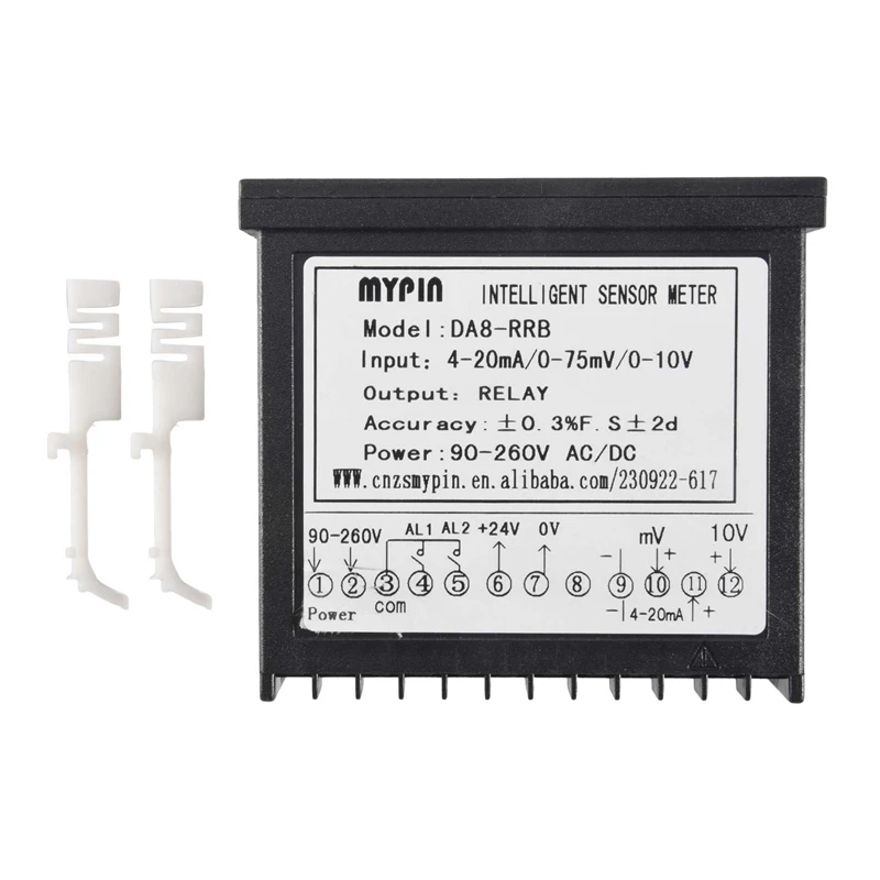 Sensor Module mypin Digital Sensor Meter Multi-Functional ligent Led Display 0-75Mv/4-20Ma/0-10V 2 Relay Alarm Output Da8-Rrb