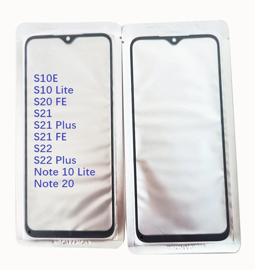 10 Pz/Lotto Vetro + Oca Lcd Lente Esterna Anteriore Per Samsung Galaxy S20 S21 S22 Fe Plus S10E S10 Note 10 Lite 20 Pannello Touch Screen