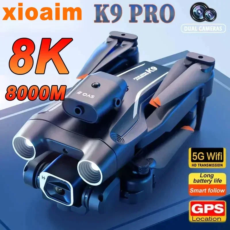 Дрон Профессиональный для аэрофотосъемки Xiaomi K9 Pro, 8K HD, двойная камера, HDR, Интеллектуальный обход препятствий, летательный аппарат, БПЛА, игрушки