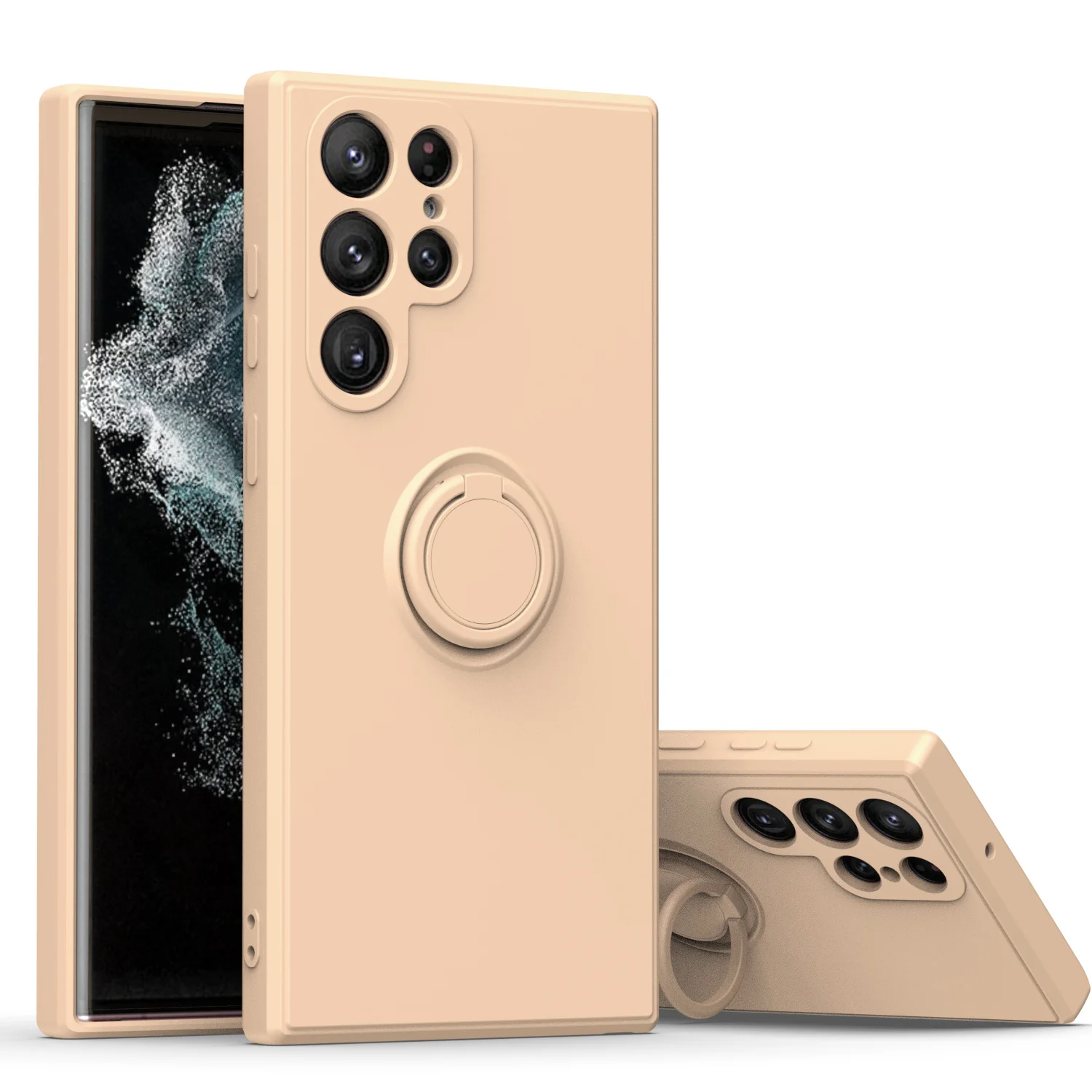 Liquid Silicone Magnetic Phone Case with Ring Holder Back Cover