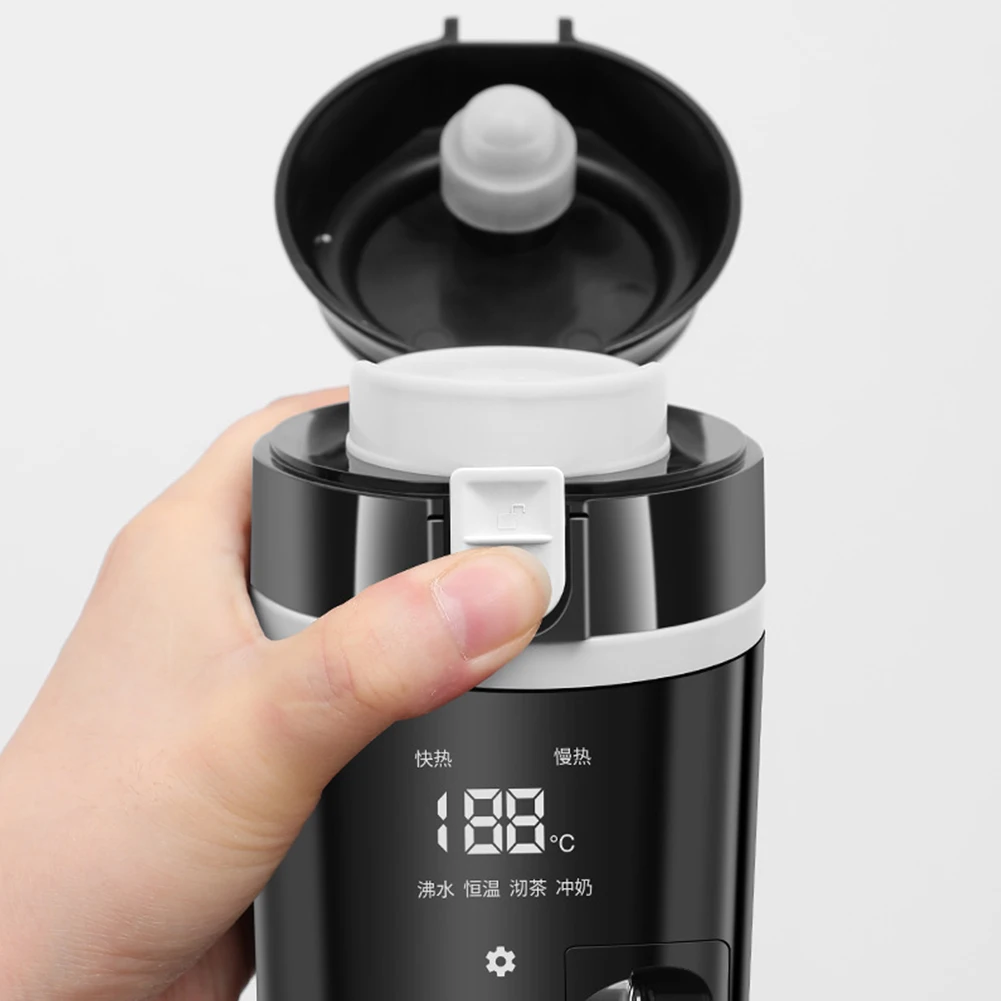 자동차 가열 컵 스마트 온도 제어 전기 주전자, 스테인레스 스틸, 자동차 가열 스마트 머그잔, 500ml 물 워머 병, 12V, 24V