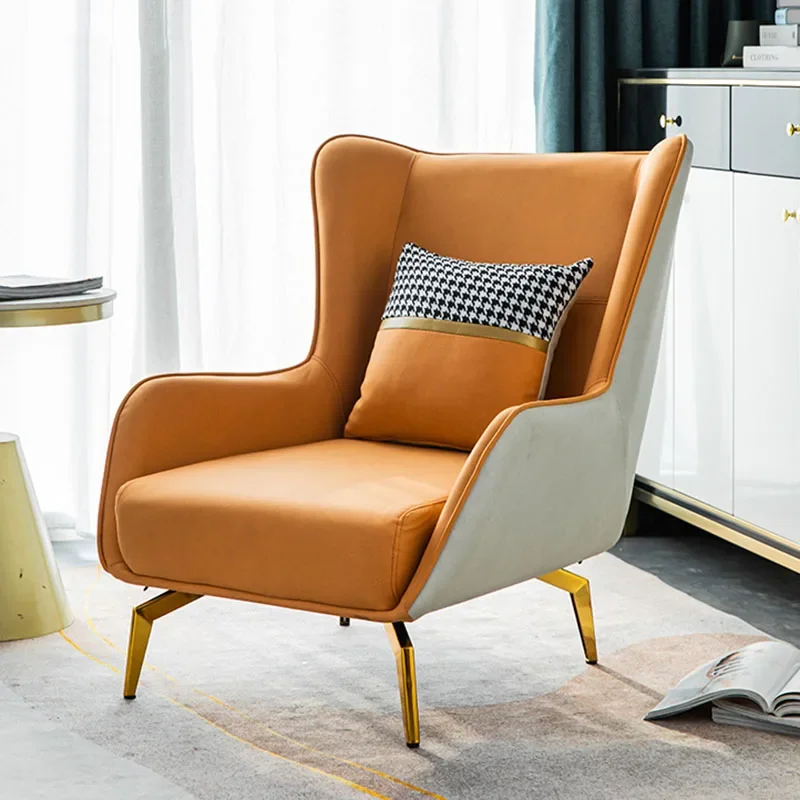 

Armchair Vanity Lounge Chair Recliner Sofa Bedroom Design Leather Cafe Bar Reading Chair Balcony Footrest Cadeira Home Furniture