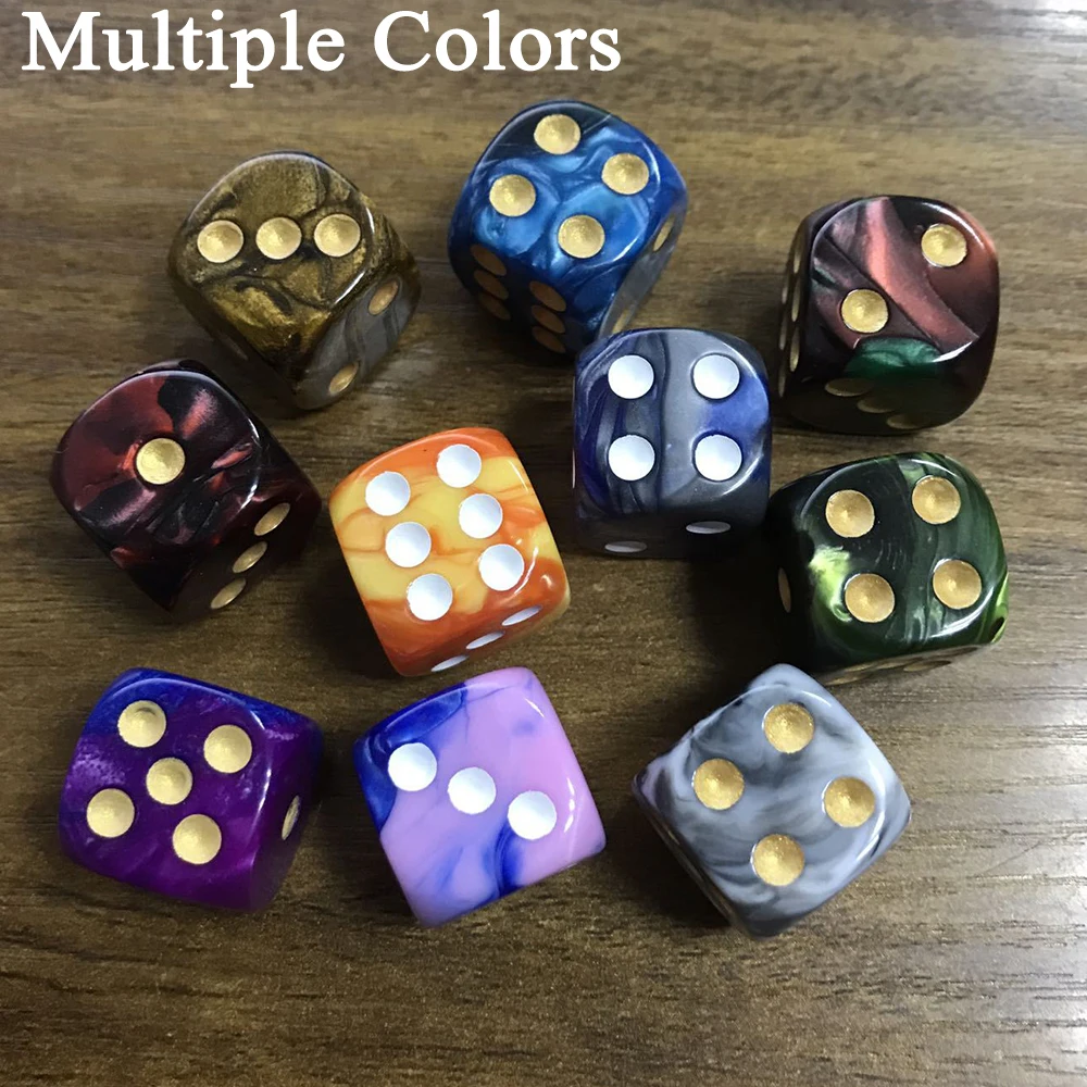 16mm 6 Sided Game Dice Set with Gold Pips Round Corner D6 Square Dice 50/30/10Pcs for Playing Board Teaching Math Game game dice,dice set,acrylic dice
