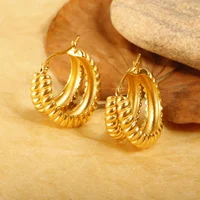 Luxury Shiny Zircon Hoop Earrings for Women Trendy Golden Stainless Steel Wed Ear Geometric Circle Earring Jewelry Pendientes - Image 4