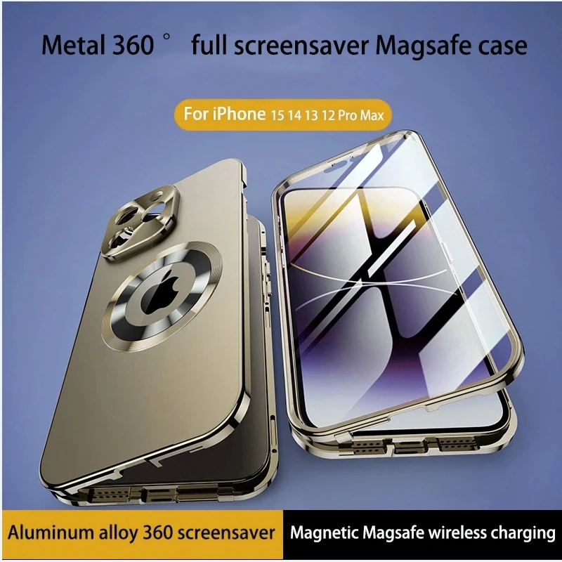 Coque Magsafe Magnétique En Aluminium Pour IPhone 12 à 15 Pro Max - Légère, Antichoc, Design Hybride Mat