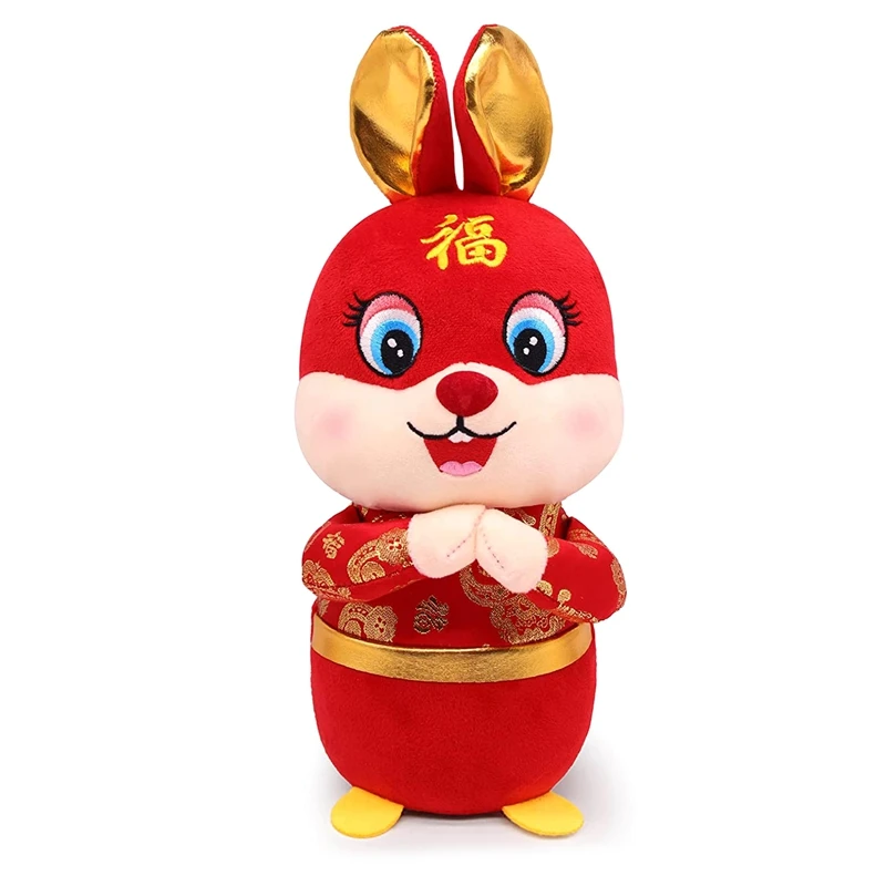 

1 Piece 2023 Chinese New Year Rabbit Year Mascot Doll Rabbit Stuffed Animal Toy Chinese New Year Decorations