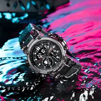 SMAEL Men's Sports Electronic Watch  8093 Tactical Digital Large dial Multi functional Alloy Dual Display Waterproof 2