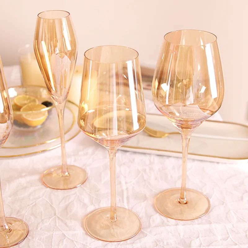 Amber Red Wine Glass Artwork Ultra-Thin Crystal Burgundy Bordeaux Goblet Big Belly Tasting Cup Wedding Party Champagne Flute Cup