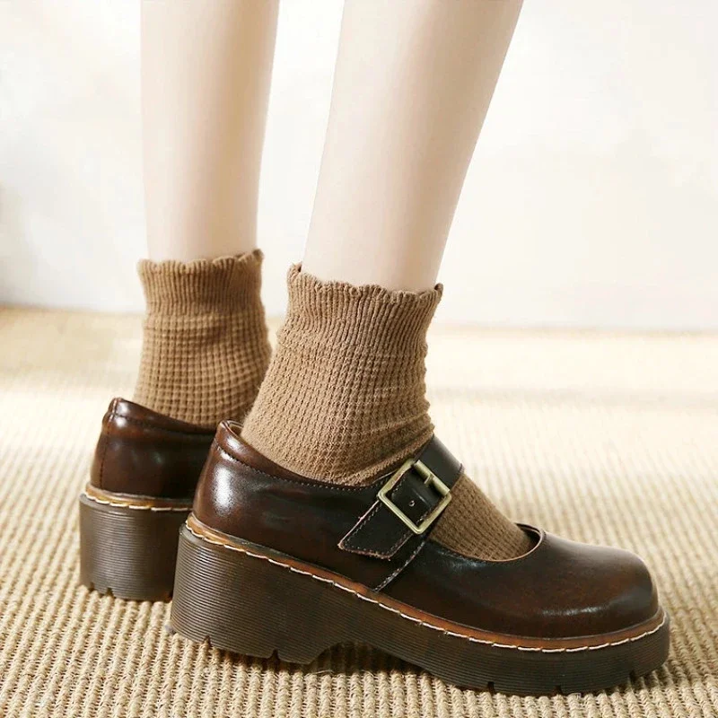 Women's Retro Thick Bottom Mori Girl Japanese Mary Jane Single Shoes College Style women shoes