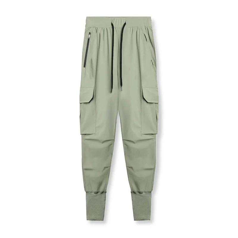 Sport Jogging Trousers Running Pants Men's Thin Ice Silk Sweatpants Multi-pocket Fast-drying Jogging Training Trousers