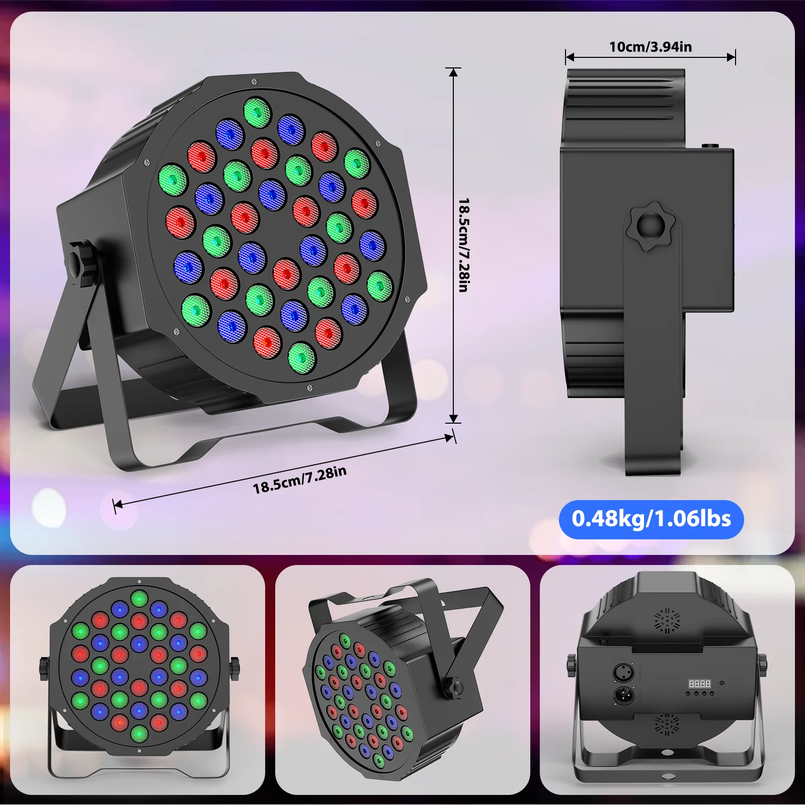 Yiflamefly 4Pcs 20W 36LED Par Lights RGB Stage Lights with Wireless Remote Sound DMX512 DJ Light For Party Stage Effect Lighting 5