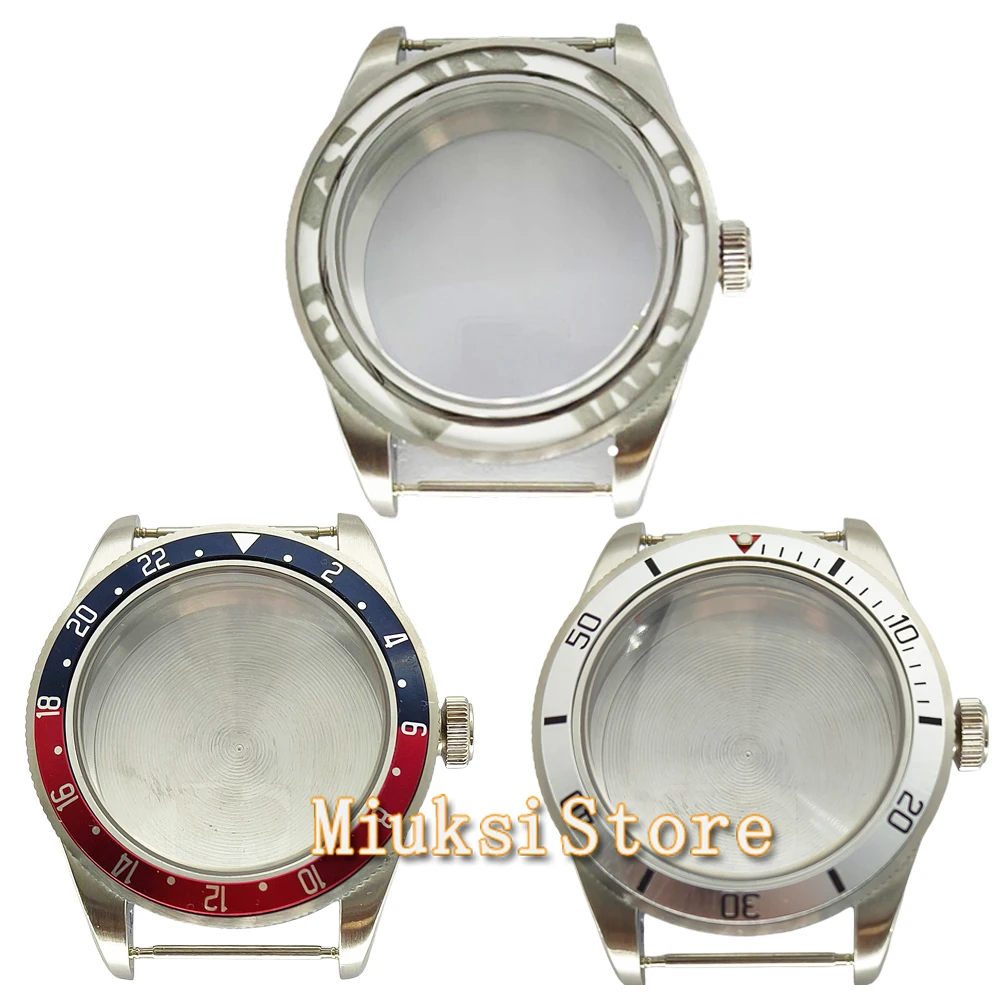 

39mm Watch case Domed Sapphire Glass Silver Stainless steel fit NH35 NH36 NH34 ETA2824 PT5000 Watches movement