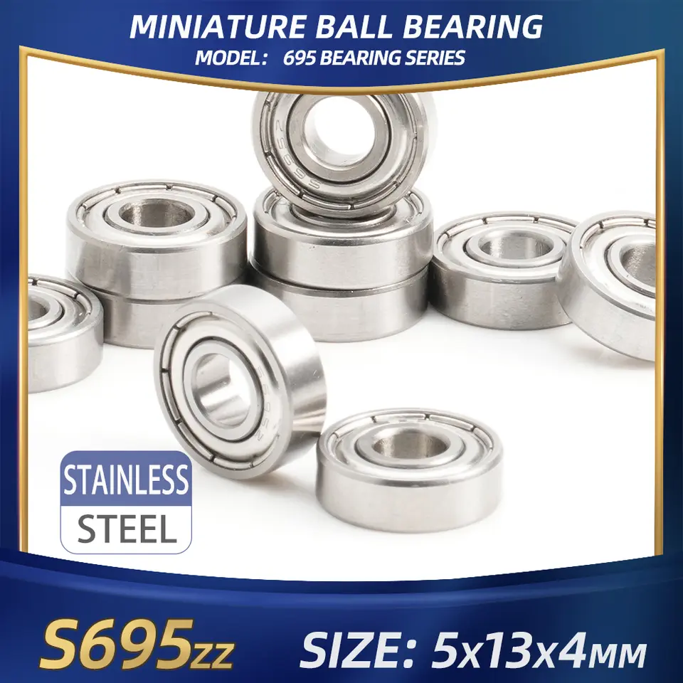 FUSHI 695zz 695 2rs Bearing 5x13x4 mm 10Pcs Stainless steel S695zz Flange F695 2rs Bearing For VORON 3D Printer,RC Car image 9