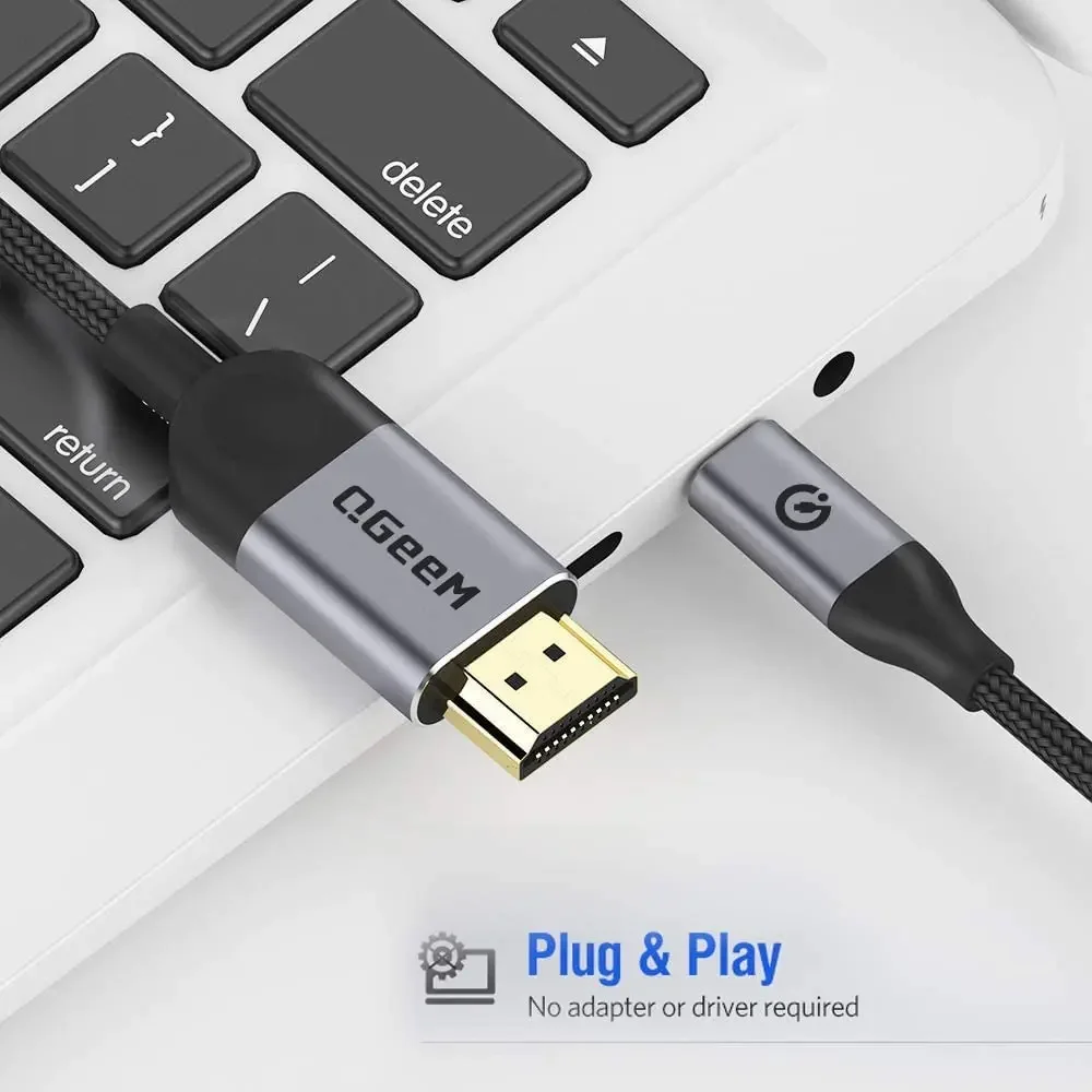 QGeeM USB C to HDMI Cable Adapter 4K, USB Type C to HDMI