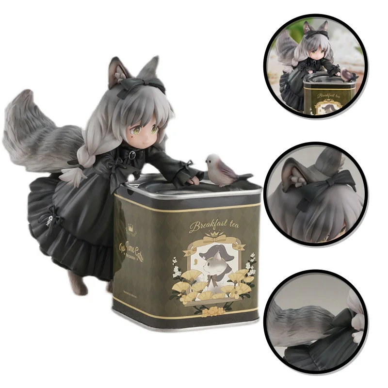 

Anime Tea Party Cat Cute Model Toy Gray Genuine Original Pre-sale Doll PVC Action Decoration Cat Canned Toy Gift