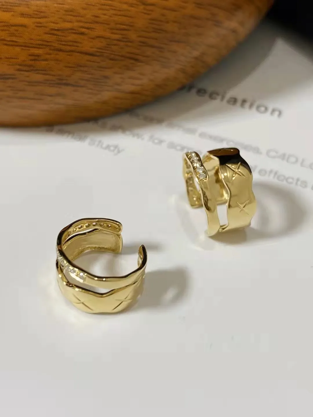 18K Solid EARRING Diamond Ear Clip Yellow Gold Jewelry (AU750)JEWELRI FOR WOMAN ACCESSORI JEWELRI EARRING  2021 Trend Earrings