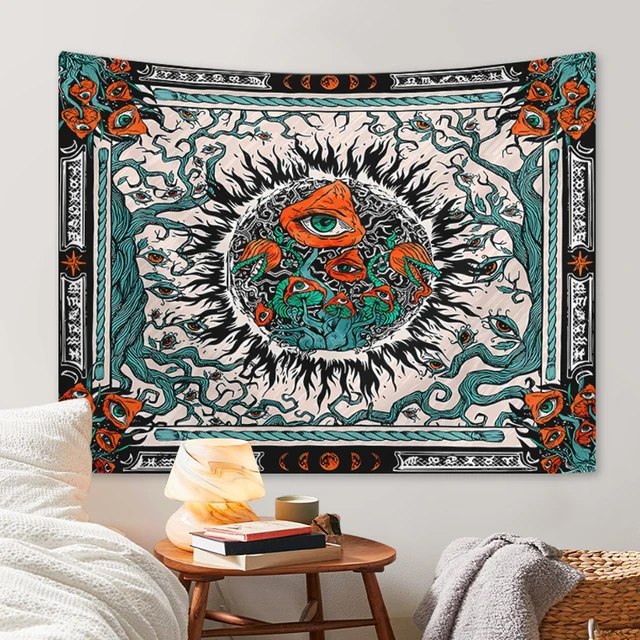 Tapisserie bohème de poulpe de champignon de soleil brûlant, tapisserie de créature marine d'oeil psychédélique 1 pièce 5