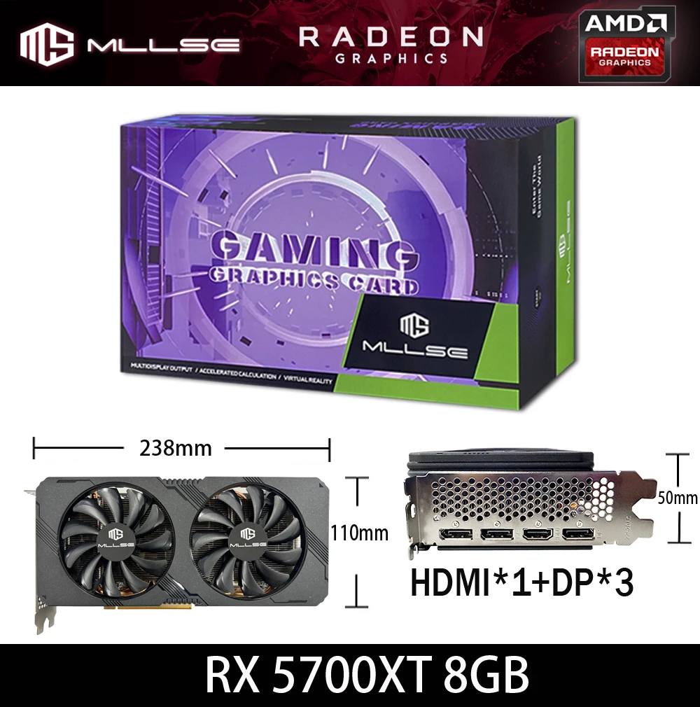 MLLSE AMD RX 5700 XT 8GB Placa De Video Graphics Card GPU GDDR6