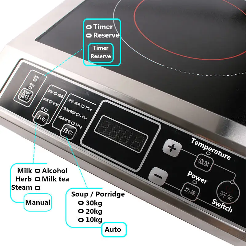 3500W high-power single-head induction cooker button control maximum  load-bearing 50KG black crystal panel YS-3505