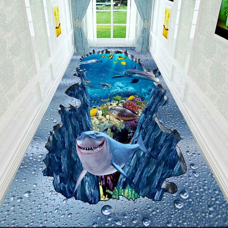 

3D Fun Adventure Corridor Mat Carpet Long Living Room Floor Flannel Trendy Child Decorative Play Mat Non-Slip Bedroom Home Decor