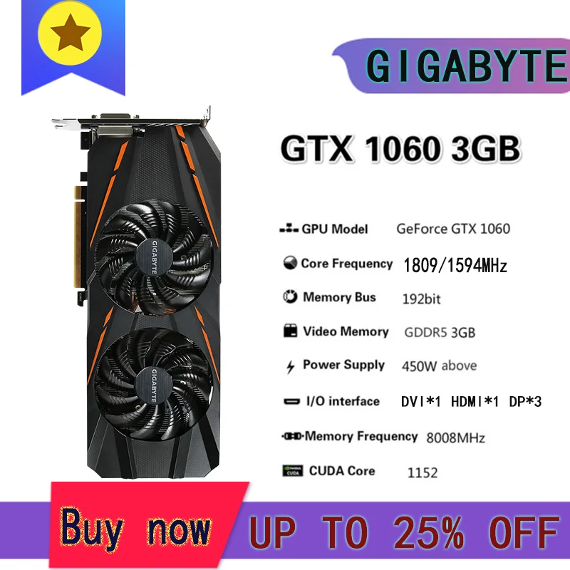 GIGABYTE Raphic Card GTX 750TI 950 960 1050TI 1060 1070TI 1650 1660 1660TI 2-3-5-6-8GB Video Cards GPU Desktop CPU Motherboard good pc graphics card Graphics Cards