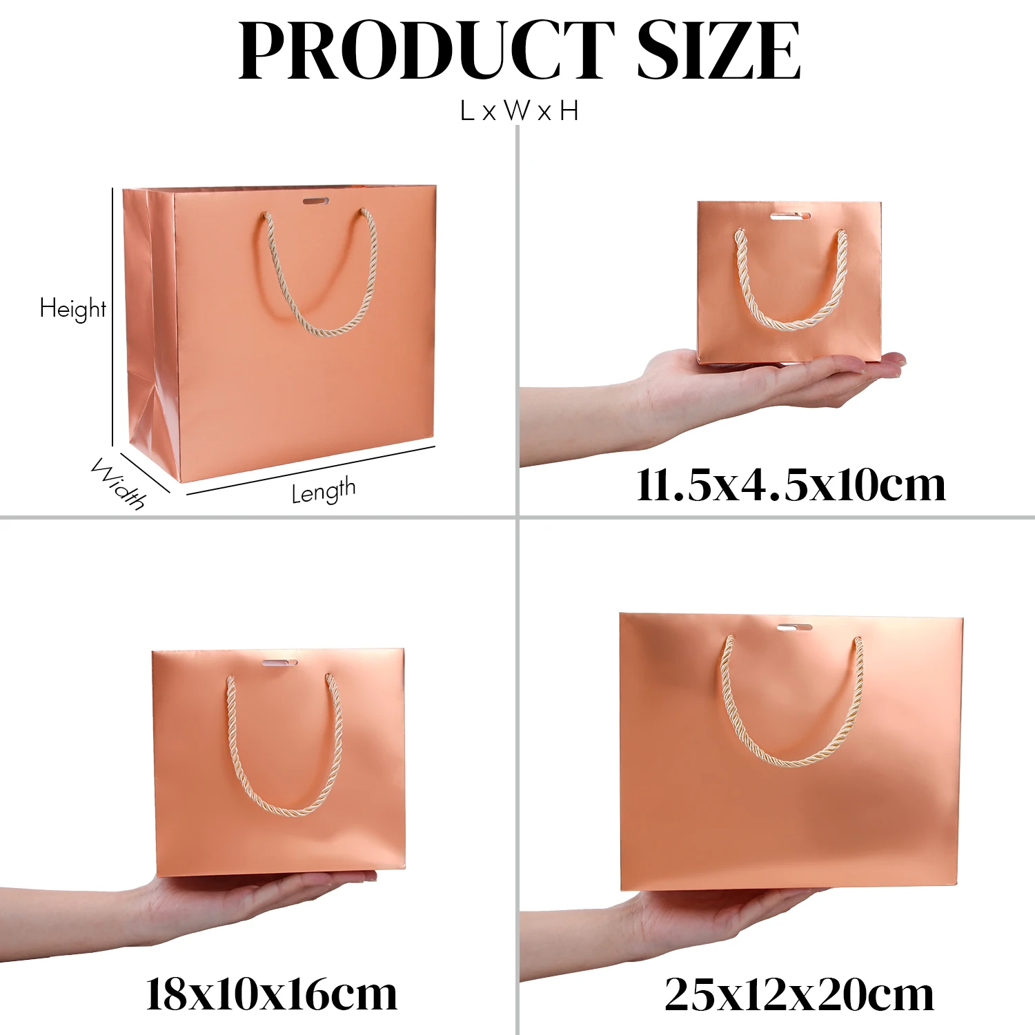 Laser gift paper bag holiday party gold and silver packaging carton ribbon small paper bag