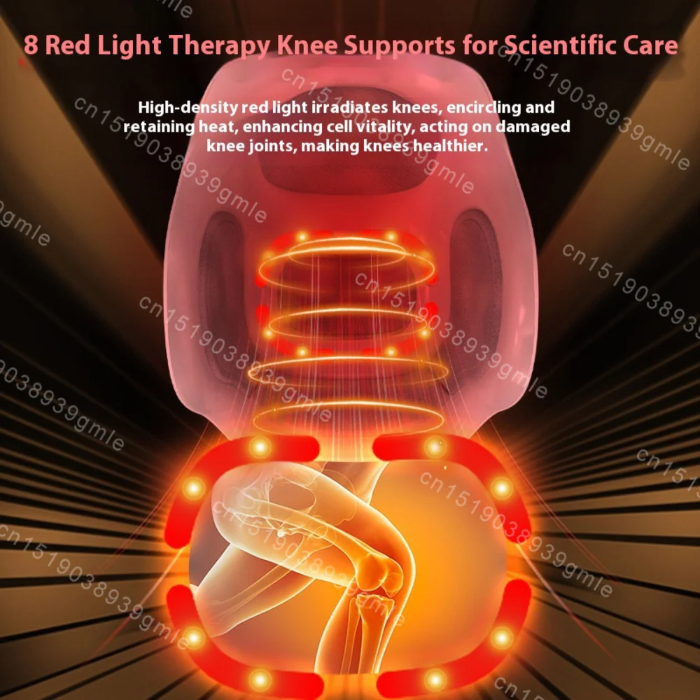 Smart Knee Massager Wireless Red Light Infrared Air Pressure Vibration Therapy for Stiff Joints Muscles Injuries Swelling Relief