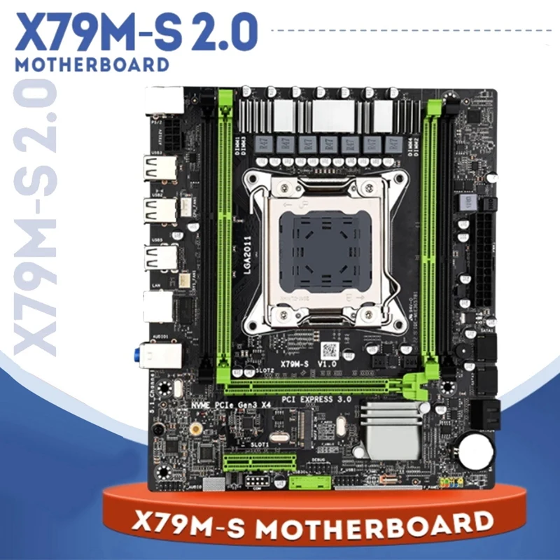 X79 Chipset Motherboard LGA2011 USB2.0 2-Channel DDR3 64G RAM PCI-E NVME M.2 SSD Support REG ECC Memory and Xeon