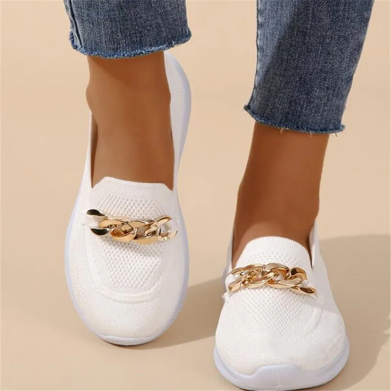 

Spring Summer Flat Heel Moccasin Shoes Casual Slip On Hollow Flats Women Knitting Fabric Sneakers Women's boots