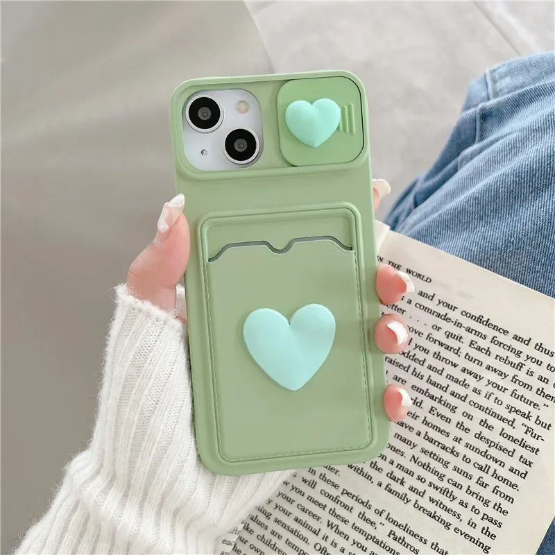 thumbnail image 1 of Simple Love Silicone Wallet Card Case For iPhone 15 14 13 12 11 Pro Max 7 8 Plus Case, 1 of 5