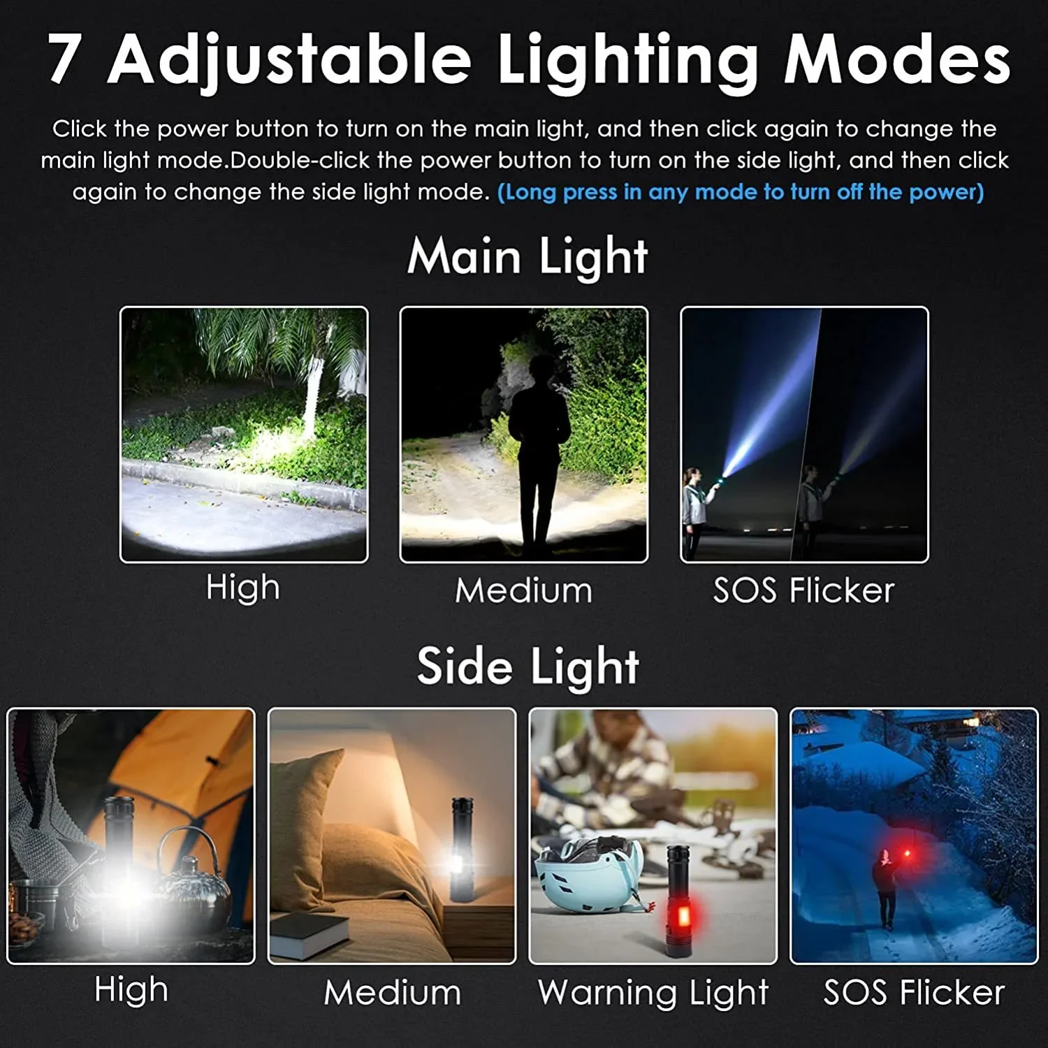 9000LM LED 강력한 충전식 손전등 고전력 LED 손전등 방수 토치 전술 랜턴
