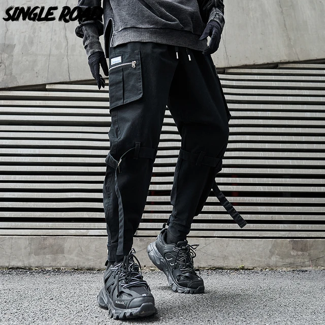 Solid Color Pants Streetwear Men's Cargo Pants Loose Fit Multi-pocket  Design Elastic Waist Stylish Functional Trousers Men _ - AliExpress Mobile