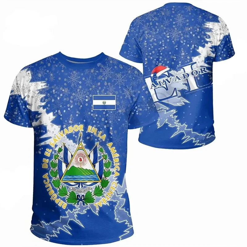 

The Republic Of El Salvador Flag Map 3D Printed T Shirt For Men Clothes Fashion National Emblem Graphic T-Shirt Casual Kids Tees