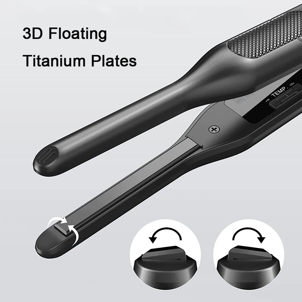 Small Hair Curler For Short Hair Thin Plate Pencil Flat Iron 450&deg;F Professional Salon Curling Iron Dual Voltage Portable