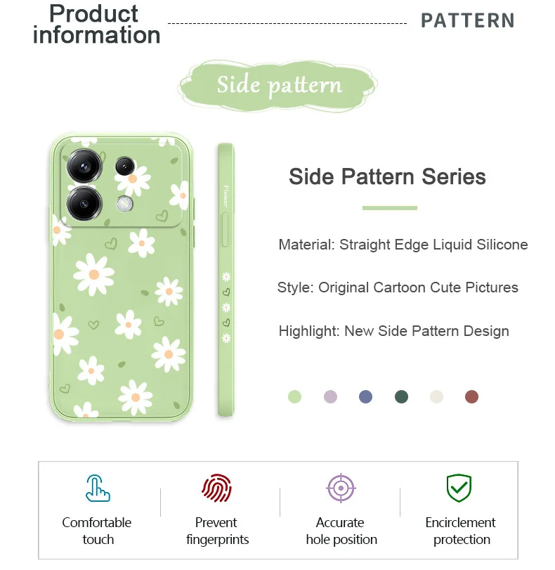 Zarte Daisy Telefon Fall Für Xiaomi Poco F8 F7 X7 X6 F6 M6 M5 M5S F5 X5 F4 X4 M4 F3 M3 X3 Pro 4G 5G GT Silikon Abdeckung – Detail 3