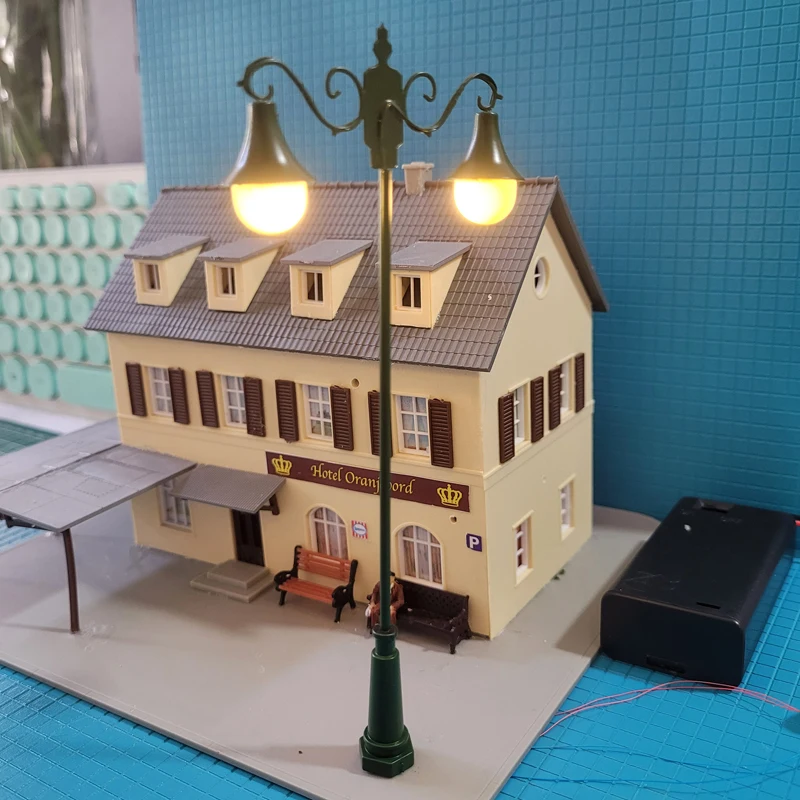 Milisten 2 Farolillos En Miniatura 1:12 – Banco Y Farola Para Casa De Muñecas – Decoración De Jardín De Hadas – Accesorios De Madera Y Metal