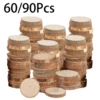 60/90 Pcs Wood Slices Natural Pine Tree Bark Log Discs for 3-4CM Wood Pieces Round Craft Wood DIY Decoration Unfinished Circles