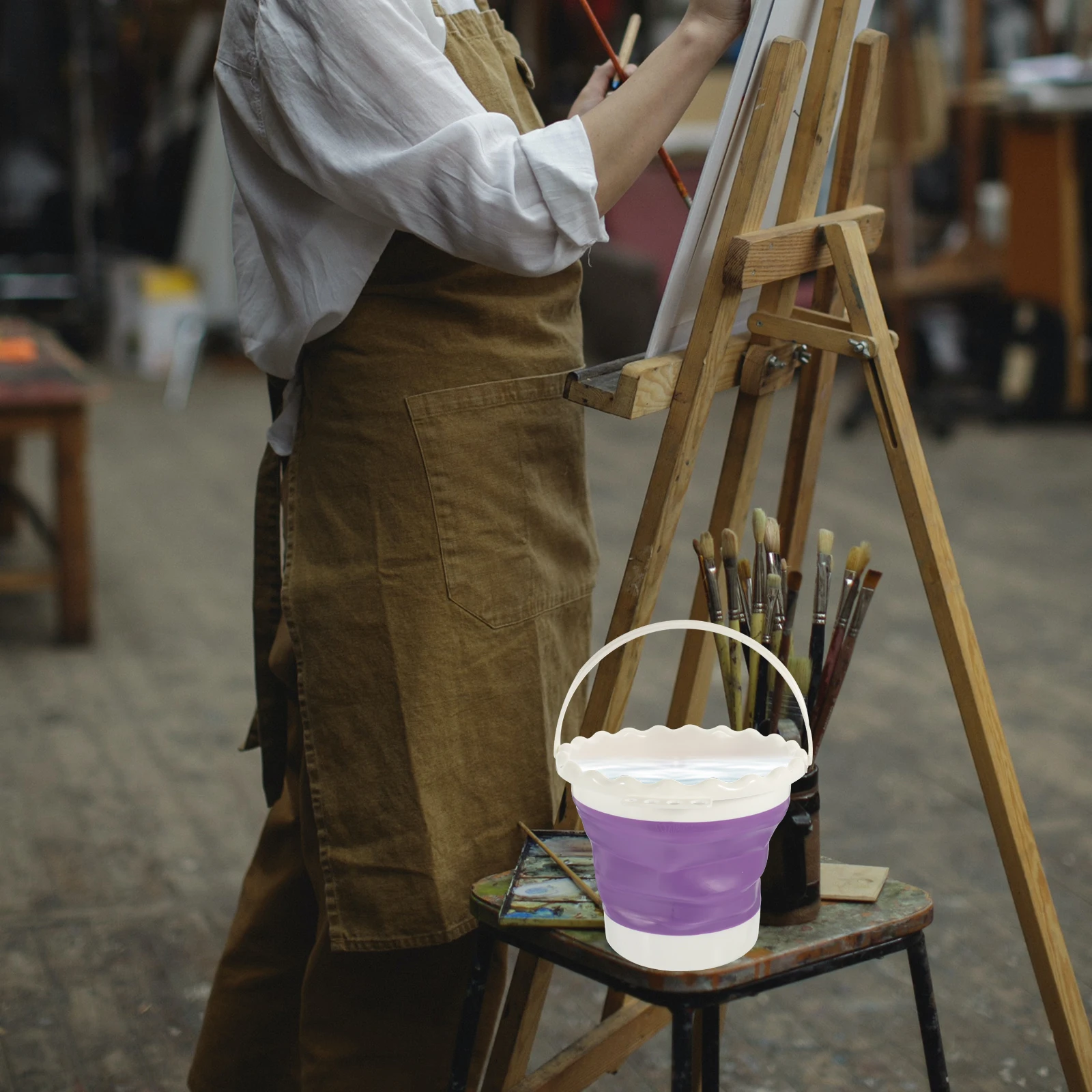 버킷 실리콘 펜 워시 부츠 페인트 브러시 와셔 휴대용 수채화 세척