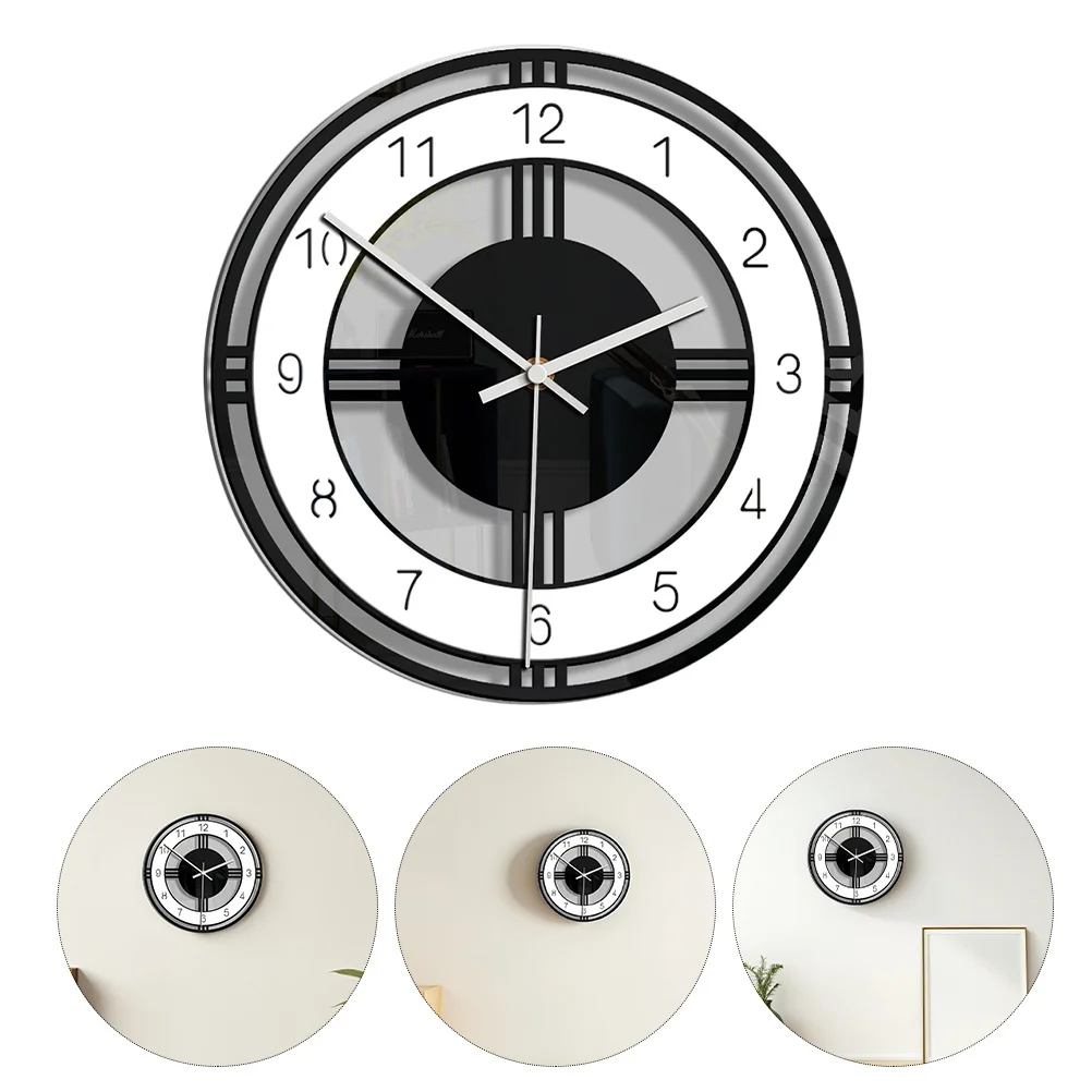 Black & White Round Wall Clock – Silent Acrylic Home & Office Decor 1