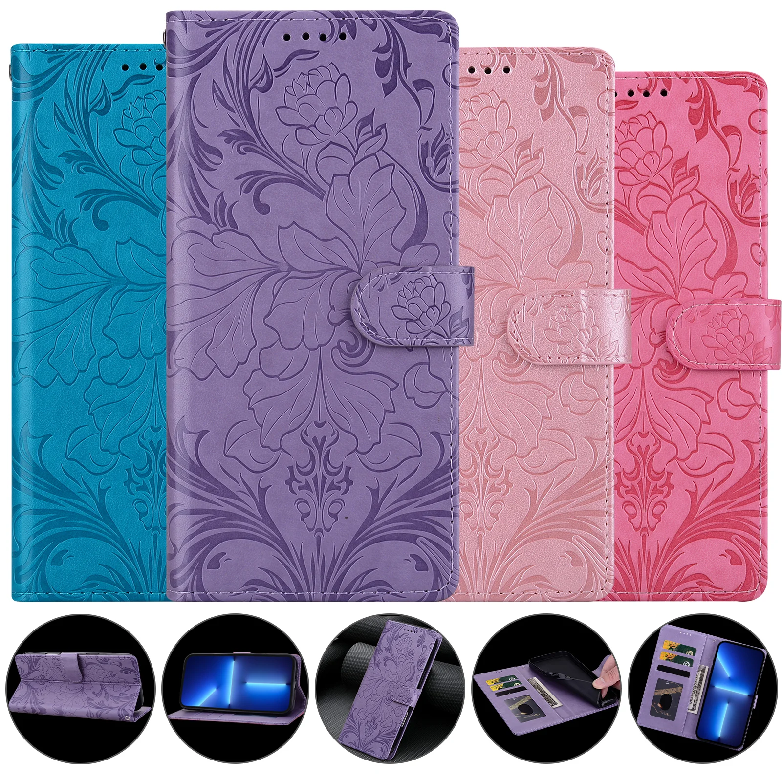Magnetic Flip Leather Wallet Phone Case with Card Holder