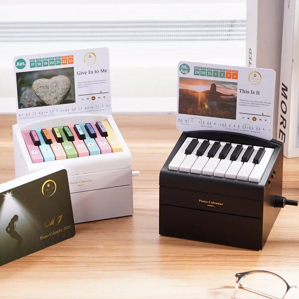 Desk Calendar Mini Piano Calendar Playable Desk Calendar Peripheral Birthday Gift with Piano Sheet Music